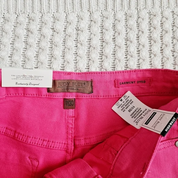 Judy Blue High Rise Garment Dyed 90's Straight Leg Jeans Barbie Pink 11/30 NWT - Picture 10 of 11
